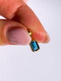 London Blue Faceted Pendant 6x4mm Gold Vermeil