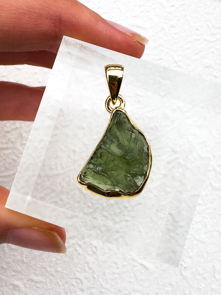 Moldavite Gold Vermeil Pendant