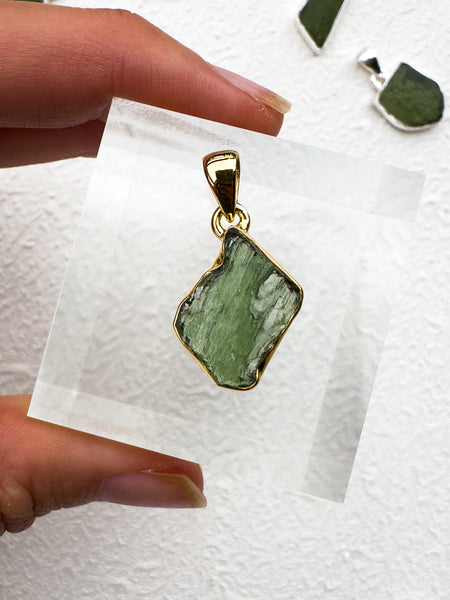 Moldavite Gold Vermeil Pendant