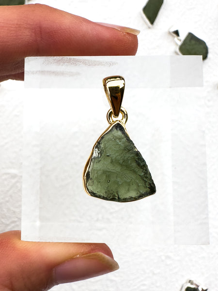 Moldavite Gold Vermeil Pendant