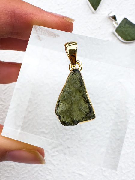 Moldavite Gold Vermeil Pendant