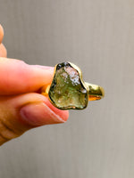 Moldavite Ring Size 7 18k Gold Vermeil