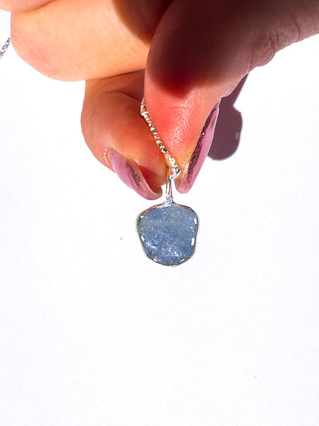 Virgo Birthstone ~ Blue Sapphire Silver Pendant