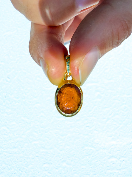 Hessonite Garnet Faceted Pendant Gold Vermeil