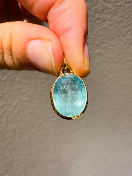 Aqua (Ocean) Kyanite Pendant Gold Vermeil