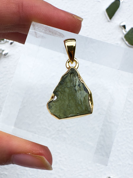 Moldavite Gold Vermeil Pendant