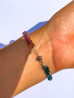 Pink & Blue Tourmaline bracelet sterling silver clasp