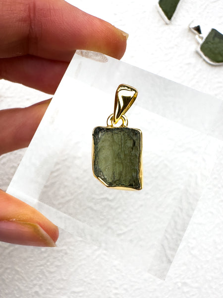 Moldavite Gold Vermeil Pendant