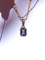 London Blue Faceted Pendant 6x4mm Rose Gold Vermeil