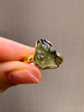 Moldavite Ring Size 7 18k Gold Vermeil