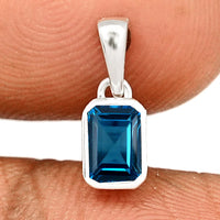 London Blue Faceted Pendant 6x4mm