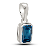 London Blue Faceted Pendant 6x4mm