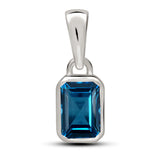 London Blue Faceted Pendant 6x4mm