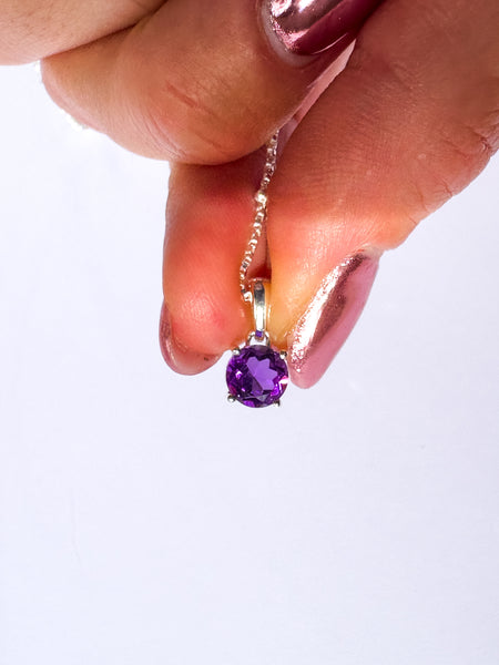 Amethyst Faceted Pendant 5mm round