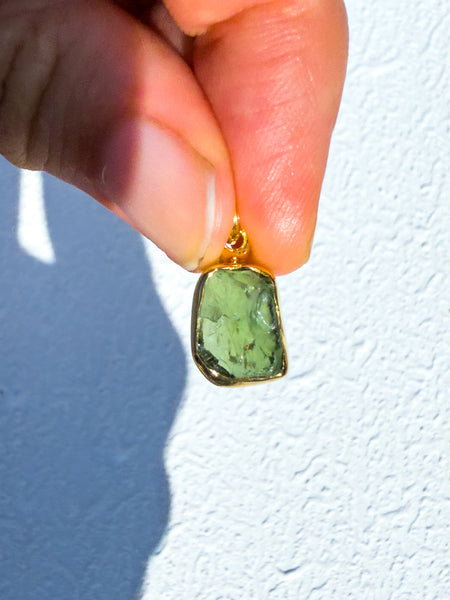 Green Apatite Pendant gold vermeil