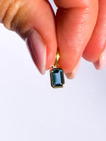 London Blue Faceted Pendant 6x4mm Gold Vermeil