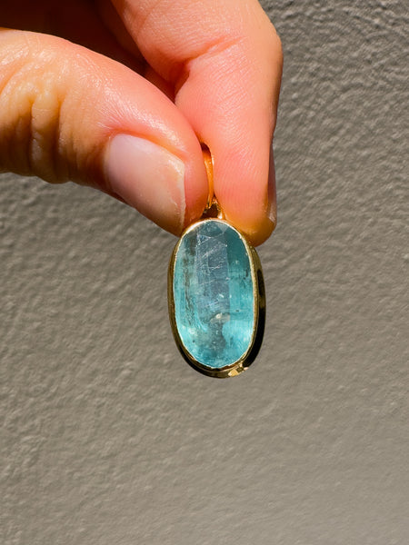 Aqua (Ocean) Kyanite Pendant Gold Vermeil