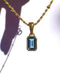 London Blue Faceted Pendant 6x4mm Gold Vermeil