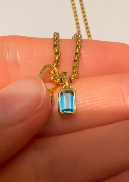London Blue Faceted Pendant 6x4mm Gold Vermeil