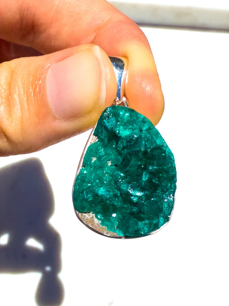 Dioptase Sterling Silver Pendant