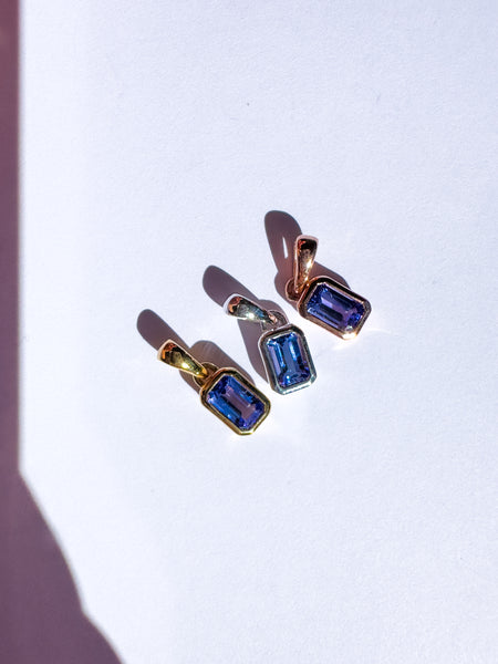 Tanzanite Faceted Pendant 6x4mm Gold