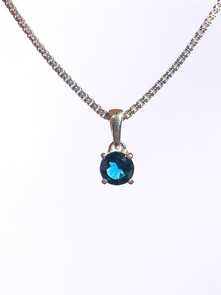 London Blue Faceted Pendant 5mm round
