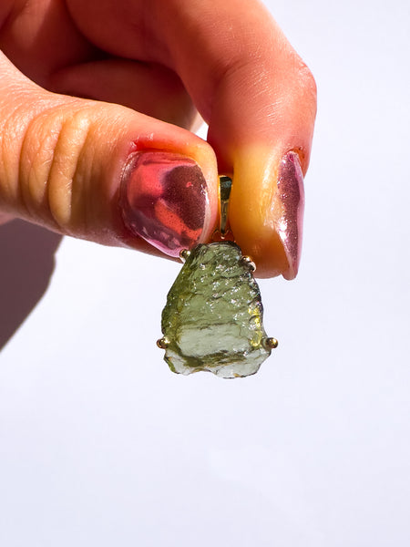 Moldavite Gold Vermeil Pendant