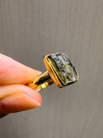 Moldavite Ring Size 6 18k Gold Vermeil