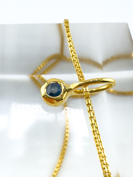 Blue Sapphire- Virgo Birthstone Pendant Gold Vermeil