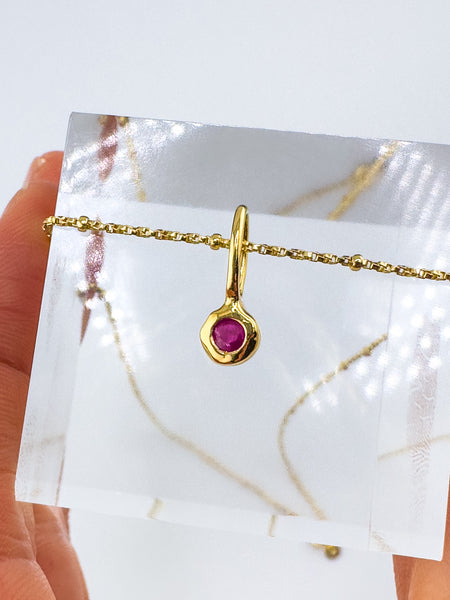 Ruby- Cancer Birthstone Pendant Gold Vermeil