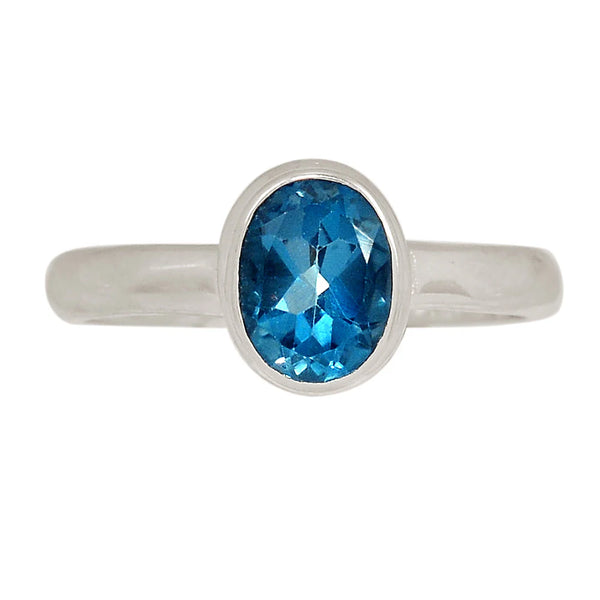London Blue Topaz Faceted Ring size 6.5