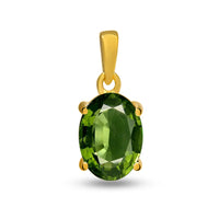 Moldavite Faceted Pendant 6x4mm Gold Vermeil